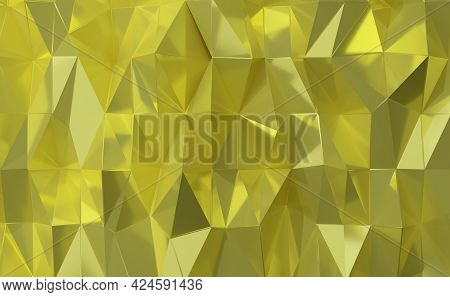 Abstract Geometric Pattern Background Polygonal Gold Triangular Background 3d Rendering.