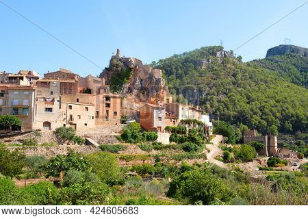 Landscape with village Pratdip in Spanish Catalunya
