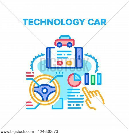 Technology Car Vector Icon Concept. Car Remote Control With Smartphone Application And Controlling V