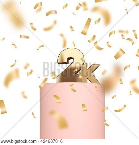 2k Social Media Followers Or Subscribers Celebration Background. 3d Rendering