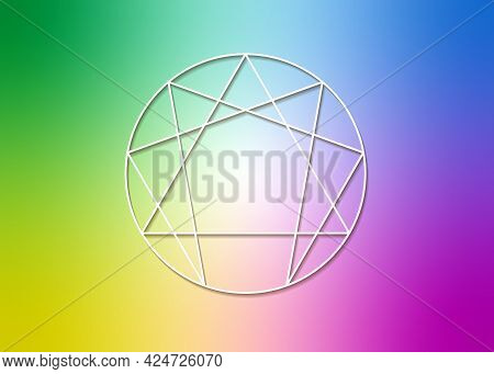 Enneagram Icon, Sacred Geometry, Diagram Logo Template, Universal Energy Symbols Vector Illustration