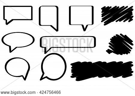 Brush Doodle Speech Icons. Sketch Star Burst Line. Arrow Icon. Communication Icon Set. Vector Illust