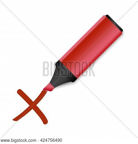 Check Mark Marker Icon. Red Crosses. Symbol No, Rejection, Cancellation. Vector Illustration. Stock 