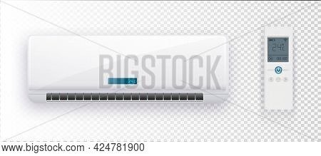 Climate System With Vector Illustration Of Air Conditioner. Vector Air Conditioner On Transparent Ba