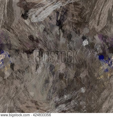 Seamless Abstract Painted Brushed Texture. Spikey Material Pattern Background. Grunge Rough Colour W