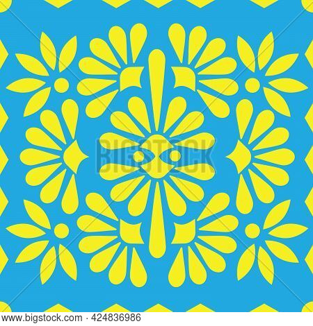 Tropical Vector Pattern Illustration On Blue Background