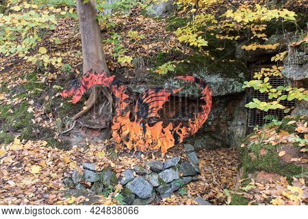 A Drawgon Out Of Steel In Front Of A Little Cave Between Fronberg And Schwandorf In Bavaria, Fronber