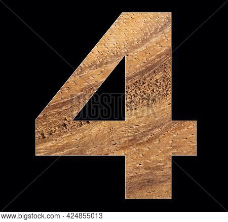Number 4 - Zero Digit On Rustic Wooden Background