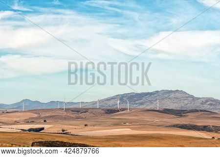 Wind Turbines Near Caledon Seen From Road N2