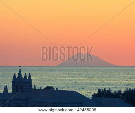 Amazing Sunset Over Stromboli