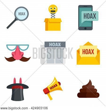 Hoax Icons Set. Flat Set Of Hoax Vector Icons Isolated On White Background