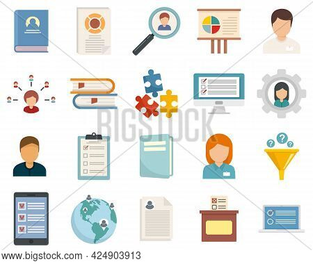 Sociology Icons Set. Flat Set Of Sociology Vector Icons Isolated On White Background