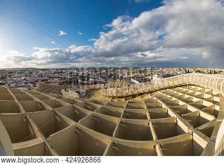 Metropol Parasol Is A Wooden Structure Located At La Encarnacion Square, In The Old Quarter Of Sevil