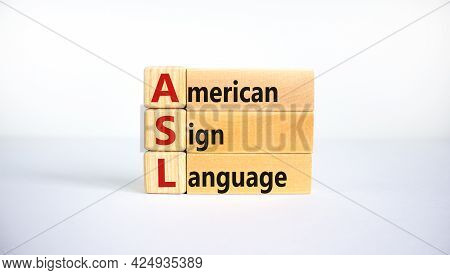 Asl, American Sign Language Symbol. Wooden Blocks With Words 'asl, American Sign Language'. Beautifu