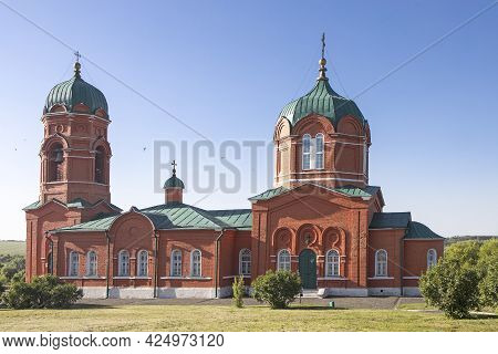 Monastyrshchino, Yepifan, Tula , Russia - June 8, 2021: The Stone Church On Kulikovo Field In The Ne
