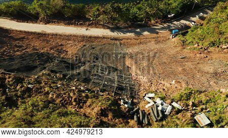 Protection Of Road From Mountain Slough, Rockfall With Metal Accumulative Restraining Net Fences. Wo