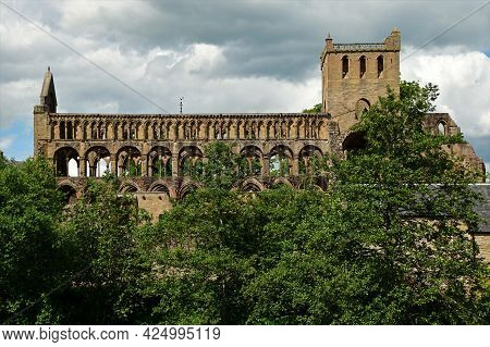 A View Of The Ruins Of The Medieval Abbey Complex At Jedburgh In The Scottish Borders.
