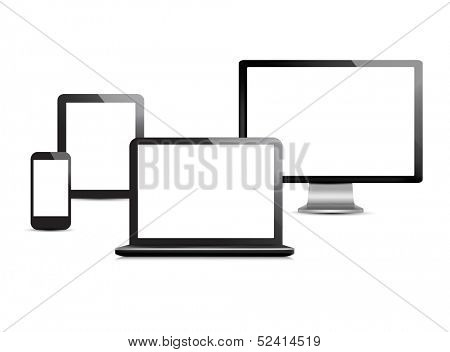 Group of computer devices. Vector.