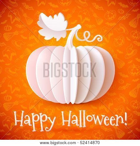 Bright Halloween white paper vector pumpkin