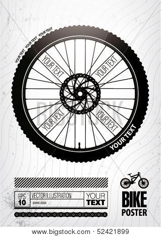Bicycle wheel. Poster template