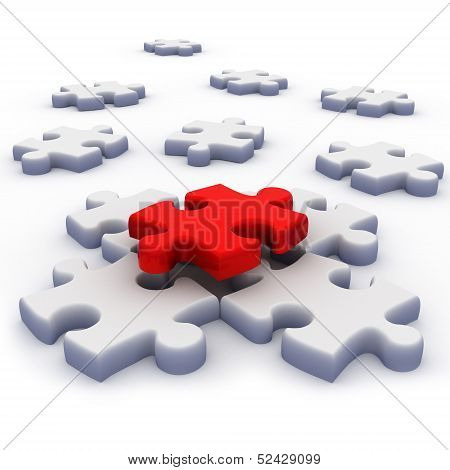 white and red 3d puzzle. isolated