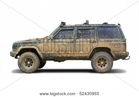 Mud-splattered SUV