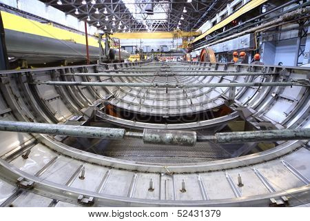 TVER - JUN 05: The inverted roof of the wagon in the shop of the Tver Carriage Works, on June 05, 2013 in Tver, Russia.
