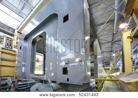 TVER - JUN 05: The end of the body of the wagon in the workshop of the Tver Carriage Works, on June 05, 2013 in Tver, Russia.