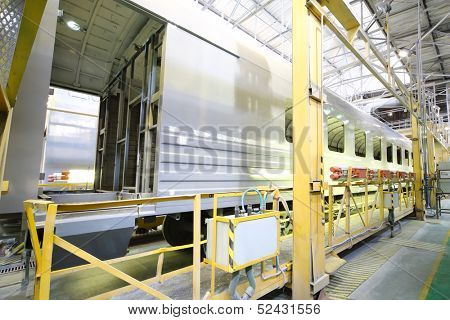 TVER - JUN 05: Body of the wagon, side view in the shop of the Tver Carriage Works, on June 05, 2013 in Tver, Russia.