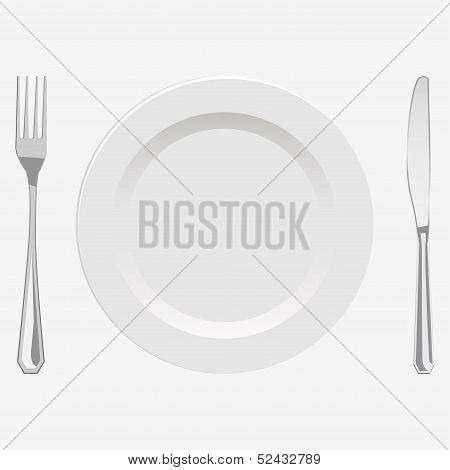 Vector illustration plate and  fork and knife