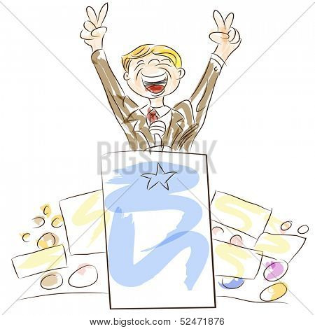 An image of a politician at a rally.