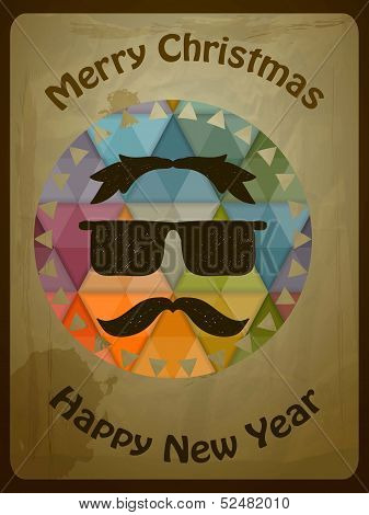 Vector Hipster Christmas  Greeting Card