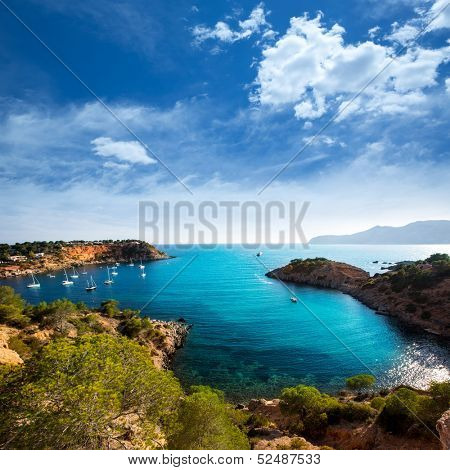 Ibiza Es Porroig also Port Roig view at Balearic Islands of Spain