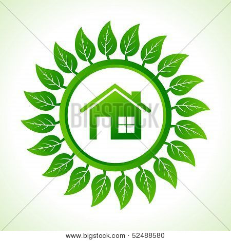 Eco home inside the leaf background