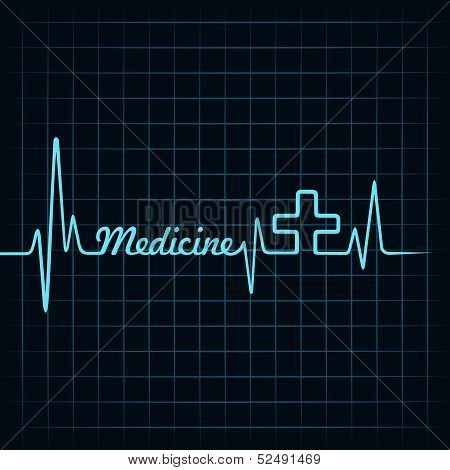 Heartbeat make medicine word and plus symbol stock vector