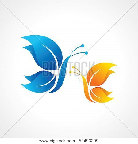 Blue and yellow butterfly icon stock vector