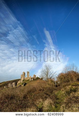 Unique Abstract Time Lapse Stack Landscape Of Medieval Castle And Railway Tracks