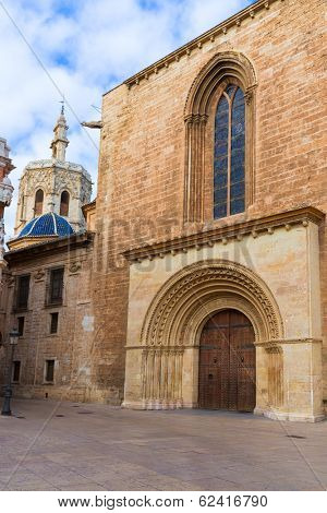 Valencia Romanesque Palau door of Cathedral in Spain with Miguelete