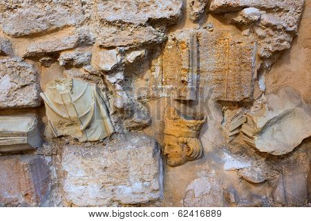 Valencia Santa Catalina church plaza Lope de Vega Arcosolio detail with broken sculpture in Spain