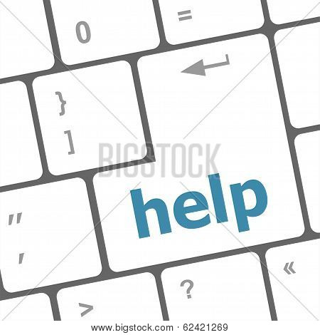 Word Help On Computer Keyboard Key Showing Question Concept