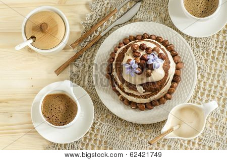 White Chocolate Cake With Hazelnuts And Cream