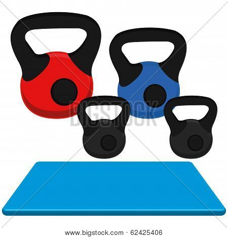 Vector Exercise Mat And Weight Illustration Isolated On White Background