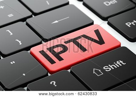 Web design concept: IPTV on computer keyboard background