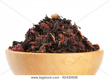 Bowl of dried hibiscus calyces