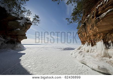 Apostle Islands Ice Caves on frozen Lake Superior, Wisconsin