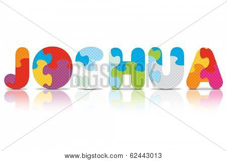 JOSHUA written with alphabet puzzle - vector illustration