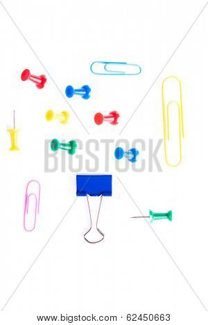 Colorful office equimpent- clips and drawing pins.