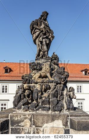 Staue On The Charles Bridge In Prague, Czech Republic.