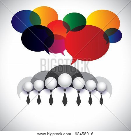 White Collar Employees Communication, Interaction - Concept Vector