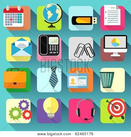 Business Office Stationery Icons Set